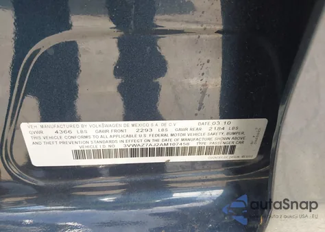 2010 Volkswagen Jetta Limited Edition from USA, damaged, VIN 3VWAZ7AJ2AM107458